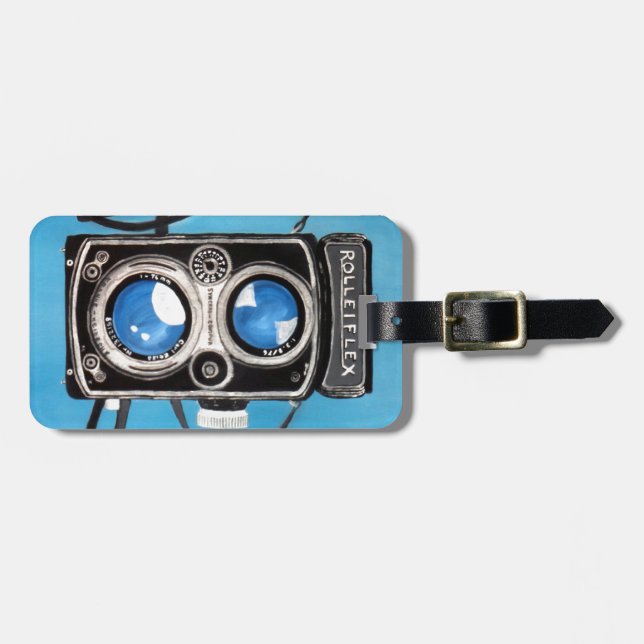 Vintage Twin Lens Camera Luggage Tag (Front Horizontal)