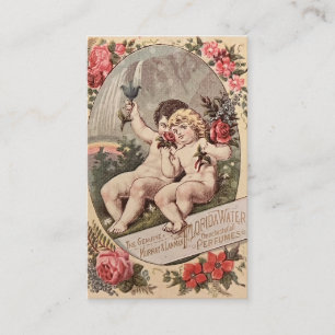 Vintage Two Angels with Flowers Business Card