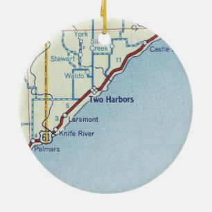Vintage Two Harbours MN Ceramic Ornament