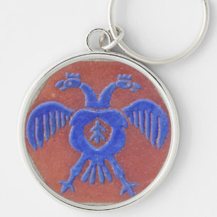 Vintage Two Headed Dragon Tile Key Ring