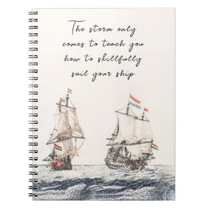 Vintage Two Sailing Ships At Sea Johan Teyler Notebook