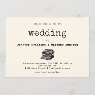 Vintage Typewriter and Text Wedding Invitation