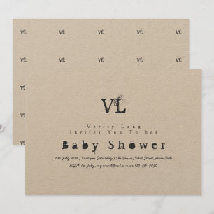 Vintage Typewriter baby Shower Invites Kraft Inked