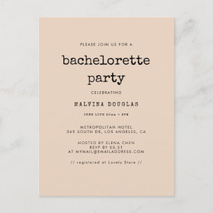 Vintage typewriter Bachelorette Party Invitation Postcard