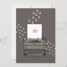 Vintage Typewriter Card - Hugs & Kisses