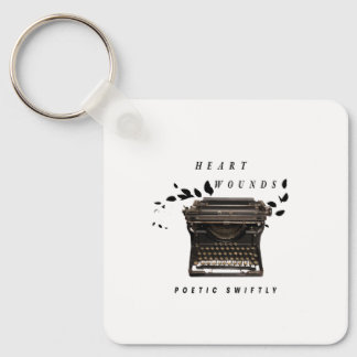 Vintage Typewriter "Heart Wounds" Aesthetic Key Ring