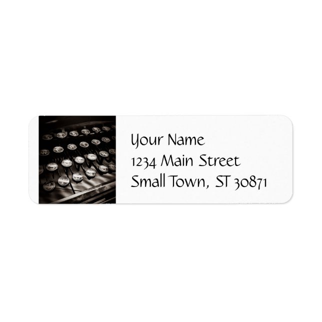 Vintage Typewriter Keys in Black and White Return Address Label (Front)