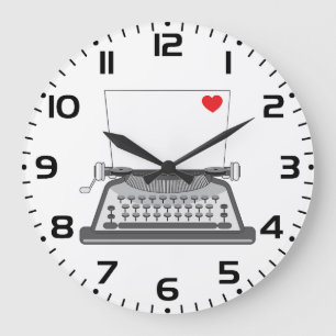 Vintage Typewriter Love Letter Large Clock