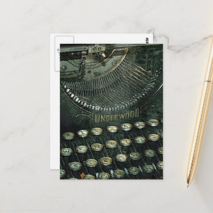 Vintage Typewriter Mixed Media Collage Postcard