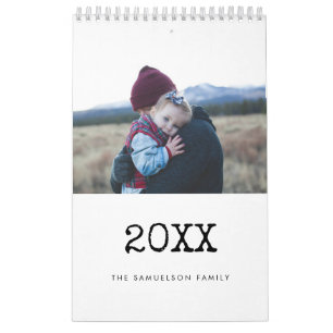 Vintage typewriter script 2027 family calendar
