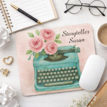 Vintage Typewriter Watercolor Pink 