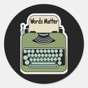 Vintage Typewriter words Retro Design Classic Round Sticker