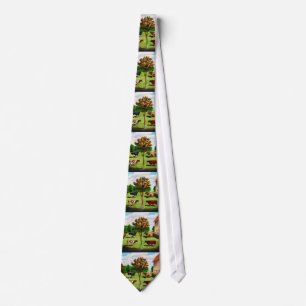 Vintage Typical Cow Breeds On The Farm Tie