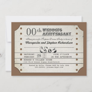 vintage typographic ticket anniversary  invitation