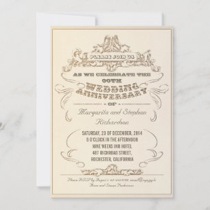 vintage typography aged anniversary invitations