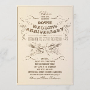 vintage typography aged anniversary invitations