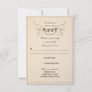 vintage typography aged design wedding RSVP Card