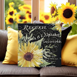 Vintage typography and sunflowers on black  faux canvas print<br><div class="desc">Vintage typography and sunflowers on black</div>