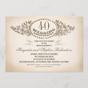 vintage typography anniversary invitations