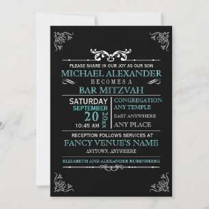Vintage Typography Bar-Bat Mitzvah 5x7 Invitation