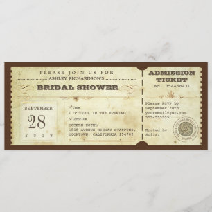 vintage typography bridal shower tickets invitation