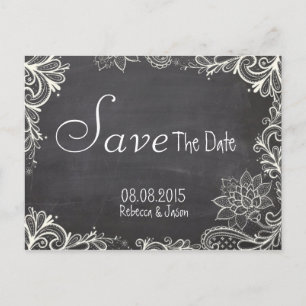 vintage typography Chalkboard save the date Announcement Postcard