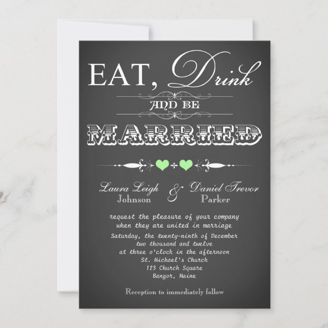 Vintage Typography Chalkboard Wedding Invite 5 (Front)