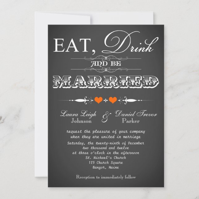 Vintage Typography Chalkboard Wedding Invite 7 (Front)