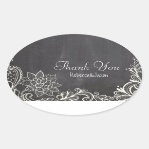 vintage typography Chalkboard Wedding thank you Oval Sticker