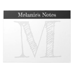 Vintage typography large custom monogram notepad