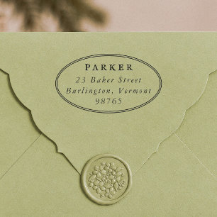 Vintage Typography Oval Frame Return Address Self-inking Stamp