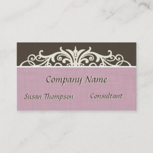 Vintage Typography Pink Linen Business Card