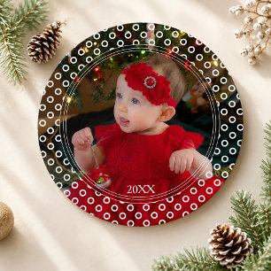 Vintage Typography Polka Dot Photo Christmas Card