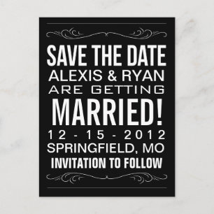 Vintage Typography Save the Date Postcard