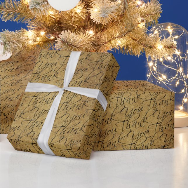 Vintage Typography - Thank You Wrapping Paper (Holidays)
