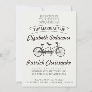 Vintage Typography Twin Bike Wedding Invitation