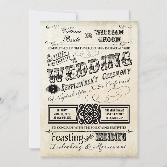 Vintage Typography Wedding Invitation (Front)