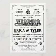 Vintage Typography Wedding Invitation