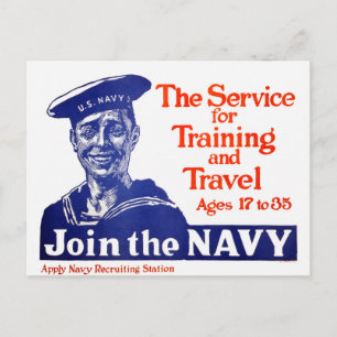 Vintage U.S. Navy Recruiting Poster Postcard