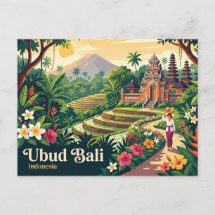 Vintage Ubud Bali Indonesia Postcard