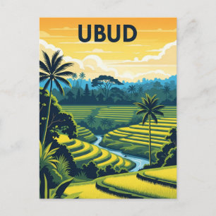 Vintage Ubud Bali Indonesia Travel Postcard