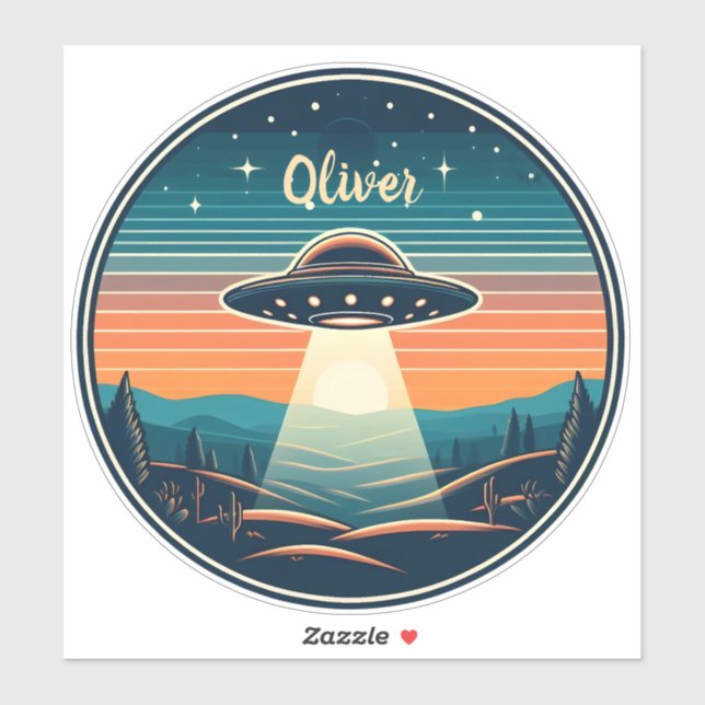  Vintage UFO at Sunset Personalised (Sheet)