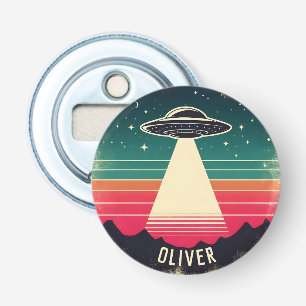 Vintage UFO at Sunset Personalised Bottle Opener