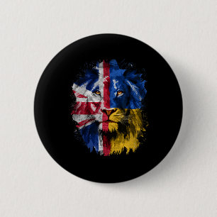 Vintage Uk And Ukraine Flag Lion Face Ukrainian Br 6 Cm Round Badge