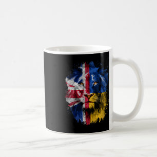 Vintage Uk And Ukraine Flag Lion Face Ukrainian Br Coffee Mug