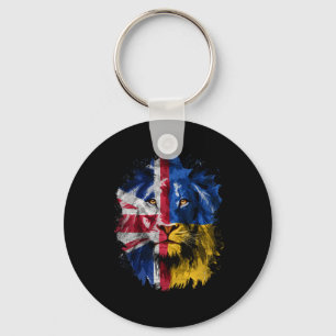 Vintage Uk And Ukraine Flag Lion Face Ukrainian Br Key Ring