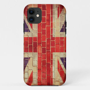 Vintage UK flag on a brick wall iPhone 11 Case