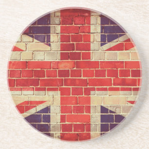 Vintage UK flag on a brick wall Coaster
