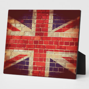 Vintage UK flag on a brick wall Plaque