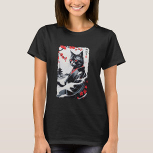 Vintage Ukiyo-e Japanese Cat in Kimono Sumi-e Cat T-Shirt
